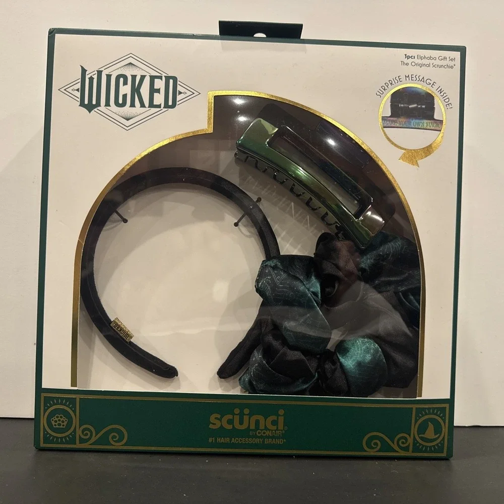 Lot Of‎ 4 Scunci by Conair WICKED Hair Accessory Elphaba Gift Set Headband Clips